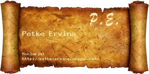 Petke Ervina névjegykártya